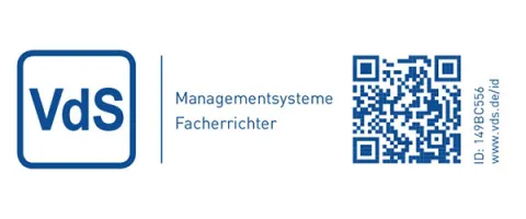 Das Logo des VdS-Zertifikats der effexx Sicherheitstechnik.