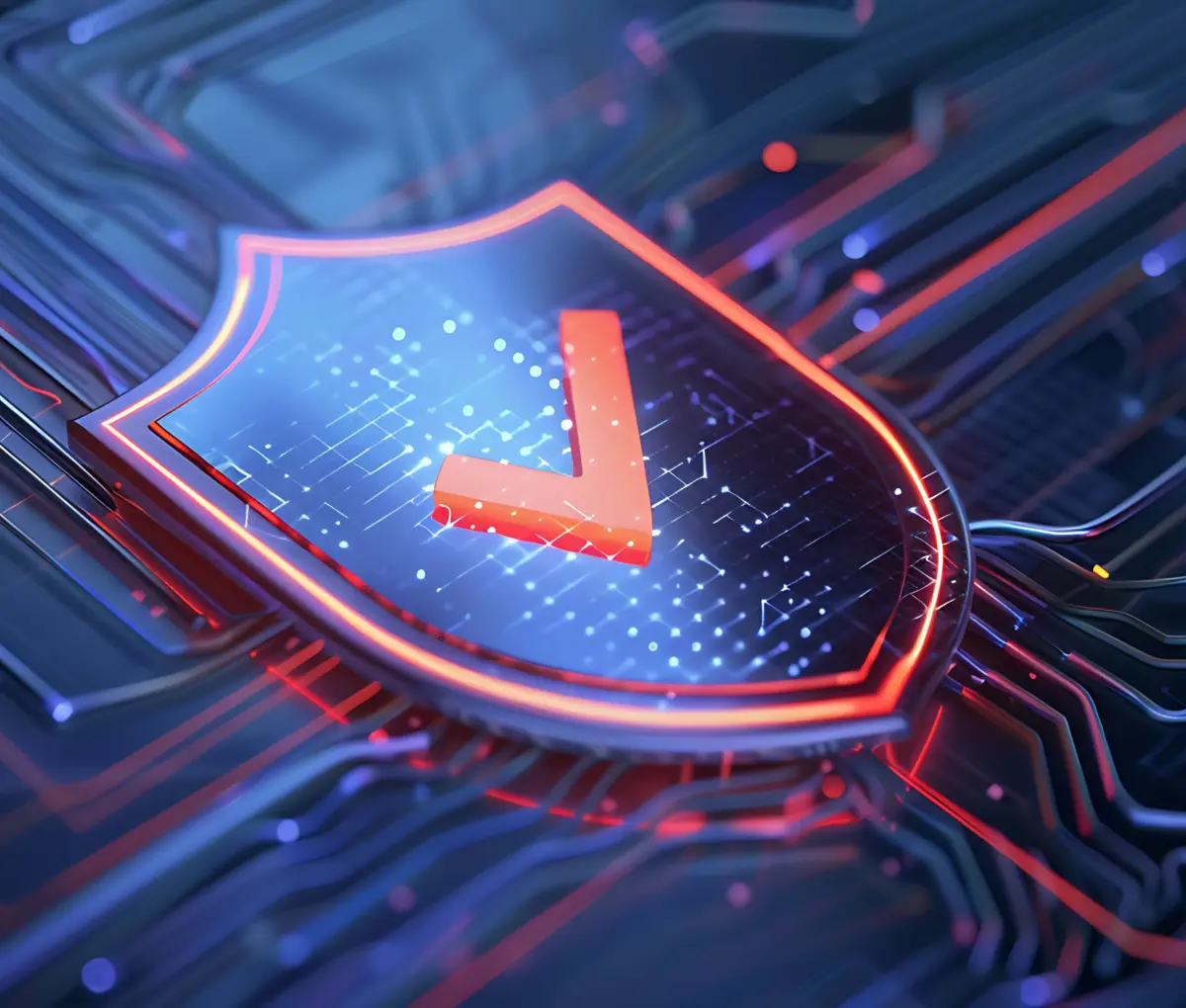 Ein rotes Schutzschild, dass IT-Sicherheit bei effexx symbolisieren soll.